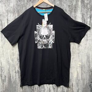 NWT Robert Graham Shirt Mens 2XL Black Pullover Crew Graphic Skull